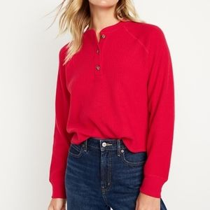 Old Navy Plush Waffle Knit Henley Top